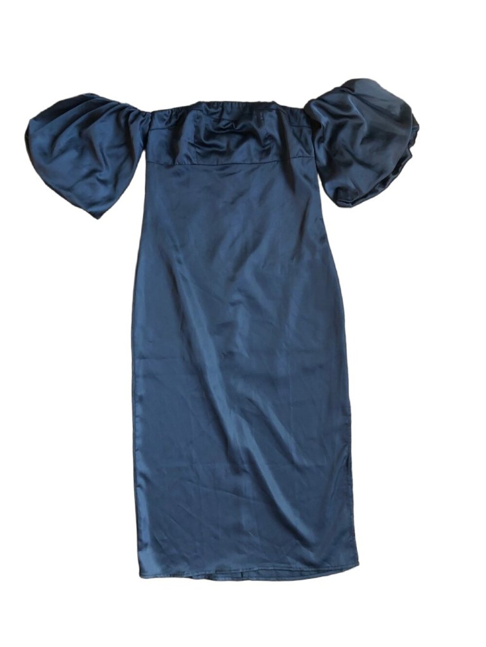GILLI Black Satin Poofy Sleeve Boho New Years Sleeve Dress